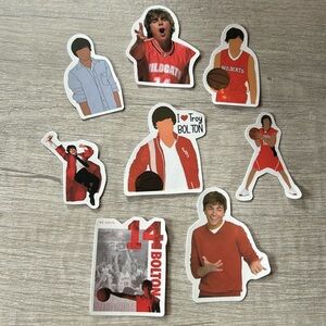 troy bolton set of eight stickers high school musical 1,2,3 brand new not bent